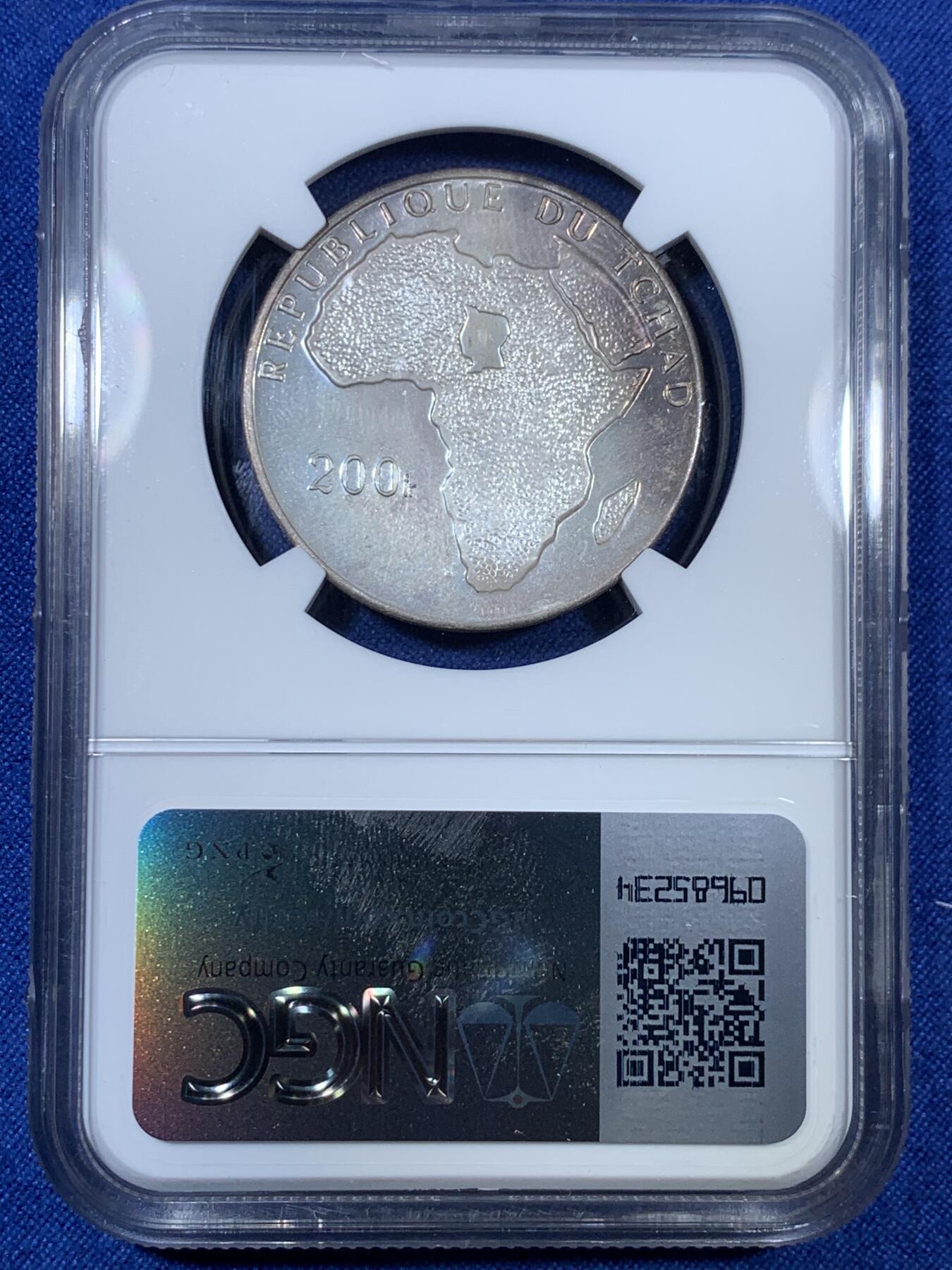 《竞宝斋》第307场   周日，周一,周二 3场连拍 （全场包邮） 5枚一套 NGC PF64-65 乍得 • 非洲金融共同体 银质法郎 稀缺品种 单枚发行量在400多-900多