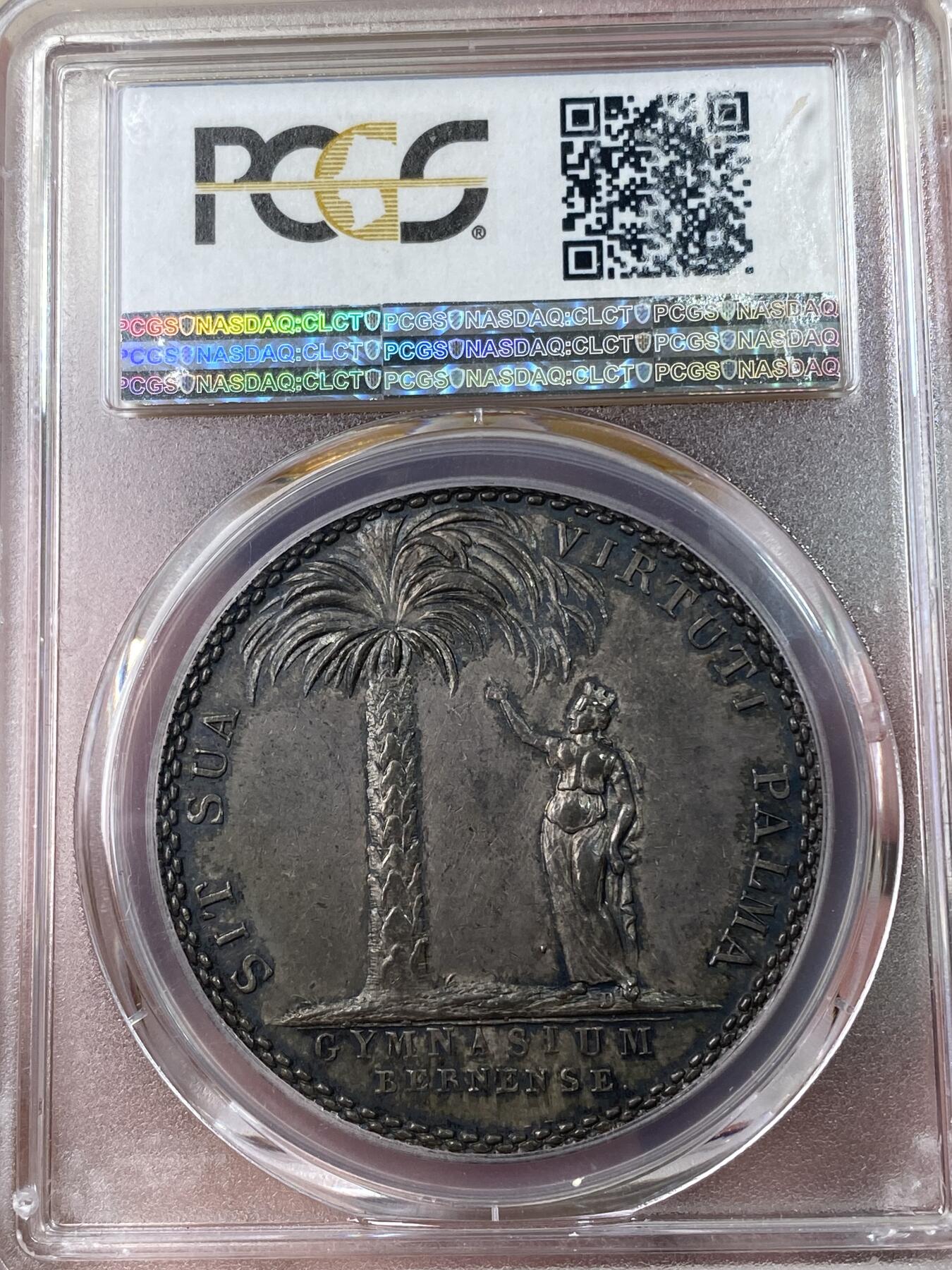 万国钱币拍卖第034期 PCGS MS62 1825年瑞士-伯尔尼大学优异奖章银章 少见早期冠军分名誉品种