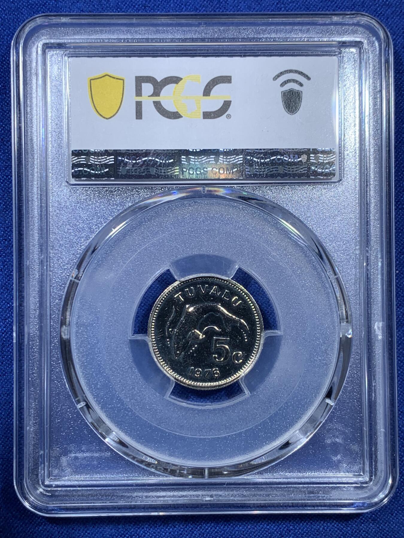 《竞宝斋》第307场   周日，周一,周二 3场连拍 （全场包邮） PCGS金盾 PR67 图瓦卢1976年鼠鲨精制币