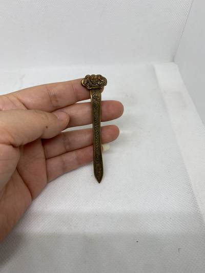 老银鎏金如意簪子，尺寸7.4厘米，品相如图，350包快递 - 老银鎏金如意簪子，尺寸7.4厘米，品相如图，350包快递