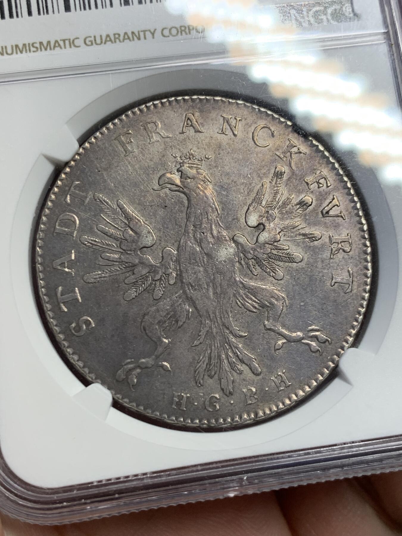 《竞宝斋》第307场   周日，周一,周二 3场连拍 （全场包邮） NGC AUD 德国 1793 法兰克福 烤鸡泰勒大银币 只发行两年 不可错过