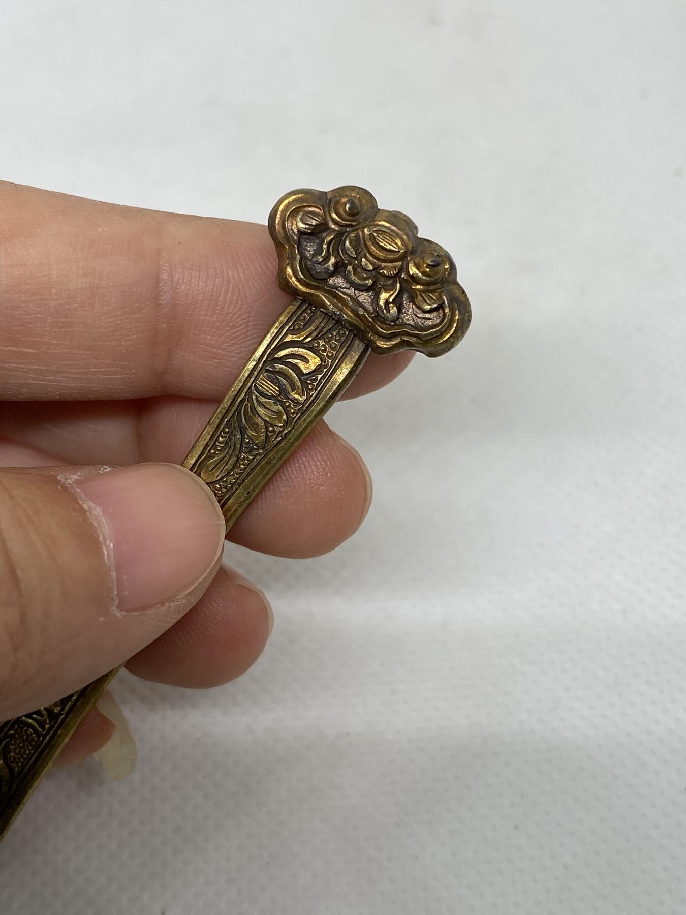 老银鎏金如意簪子，尺寸7.4厘米，品相如图，350包快递