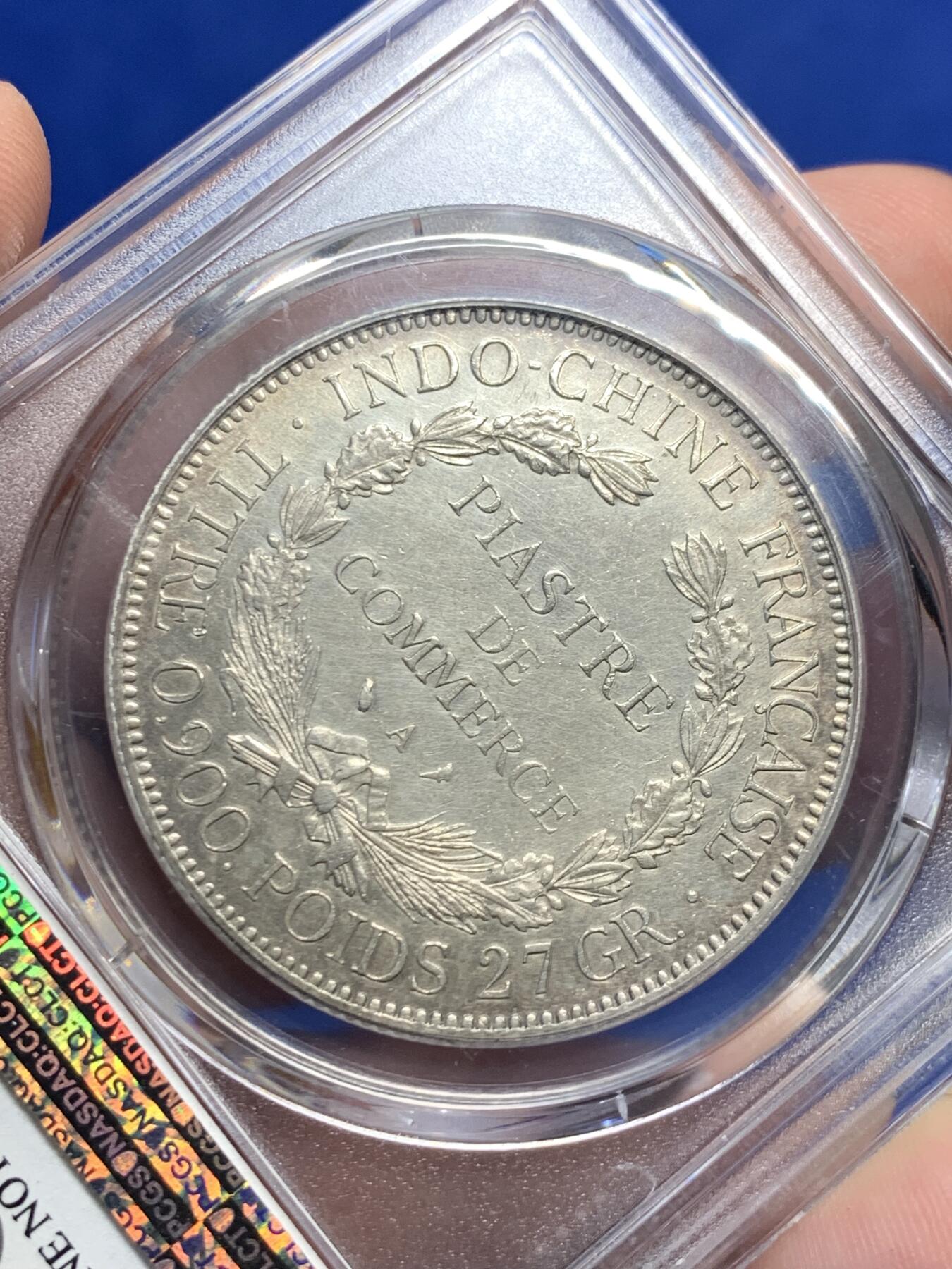 《竞宝斋》第307场   周日，周一,周二 3场连拍 （全场包邮） PCGS AUD 法属印支1926年坐洋1皮阿斯特银币，脸部清晰底板状态好
