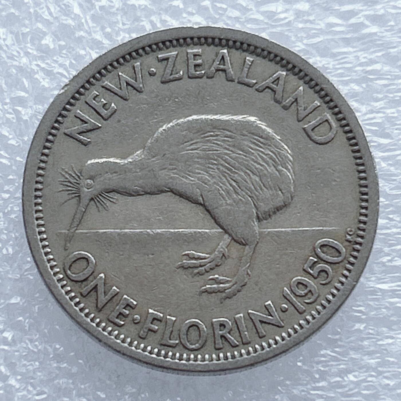 海外回流1元起拍小铺 各国钱币散币场 第16期 新西兰1950年1弗洛林 乔治六世