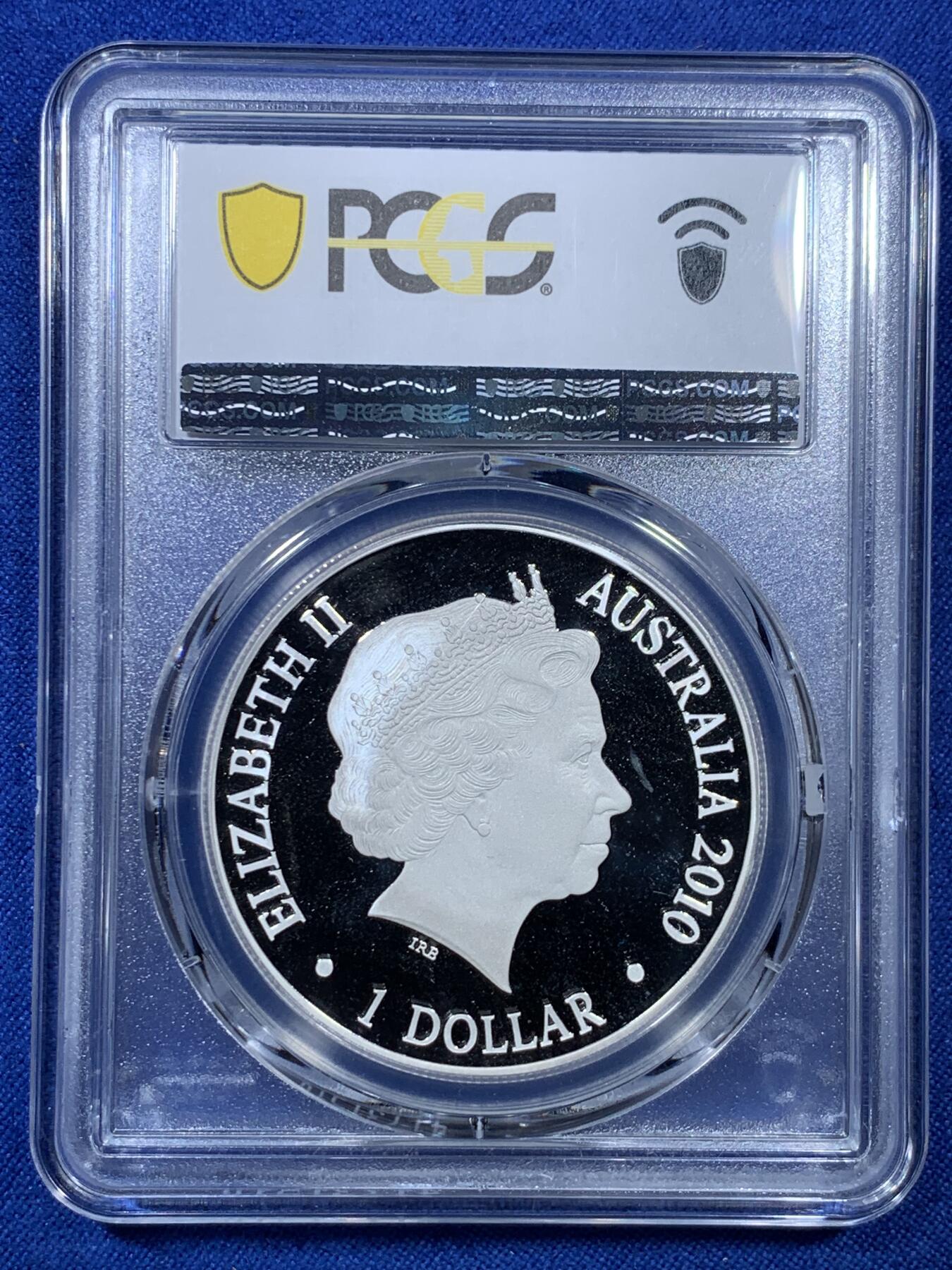 《竞宝斋》第307场   周日，周一,周二 3场连拍 （全场包邮） PCGS PR68DCAM 澳大利亚2010年精制绝美日落袋鼠银币1元 磨砂与精制双工艺