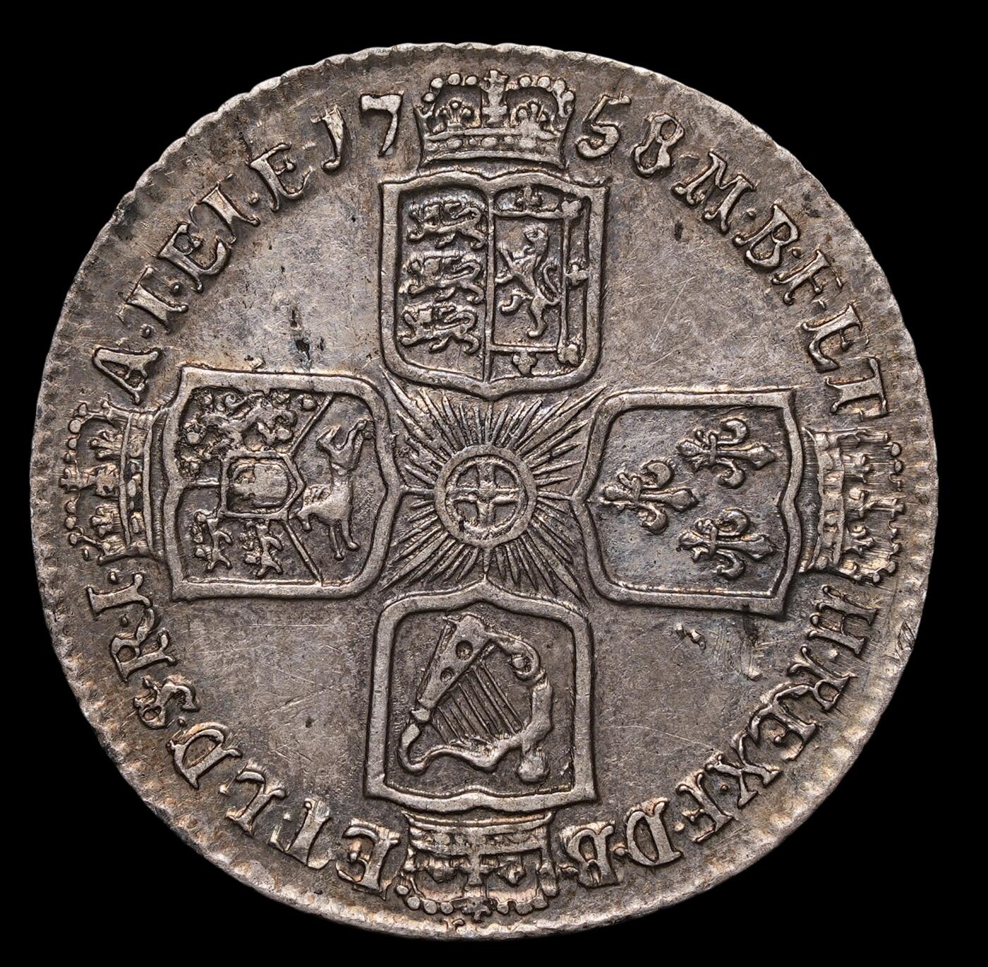 修遠堂世界钱币第三十九期 全场包邮 1758年英国1先令银币 AU好品