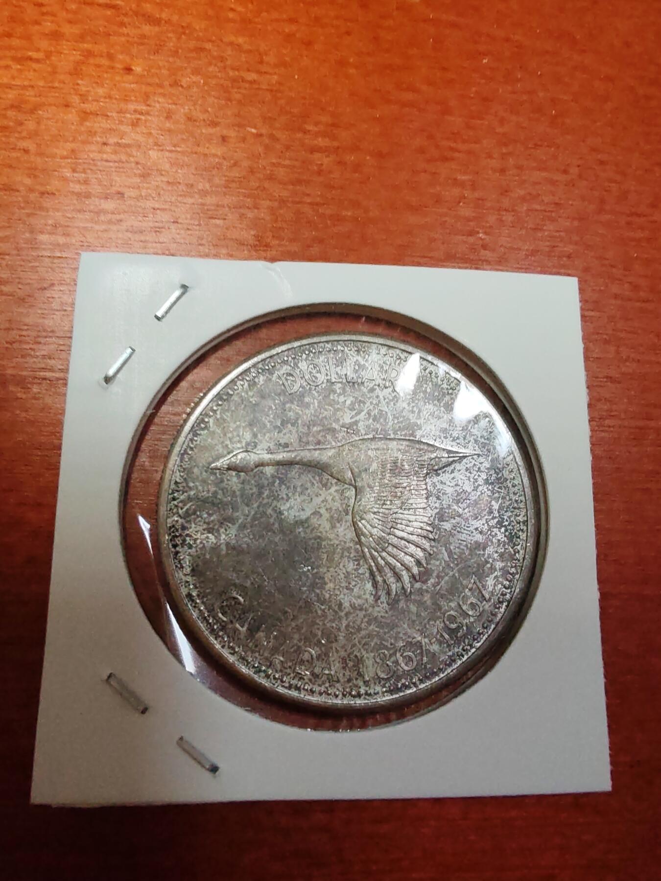 长老汇龙年精选第三十场拍卖 1967加拿大联邦百年飞雁1加元银币，独年份