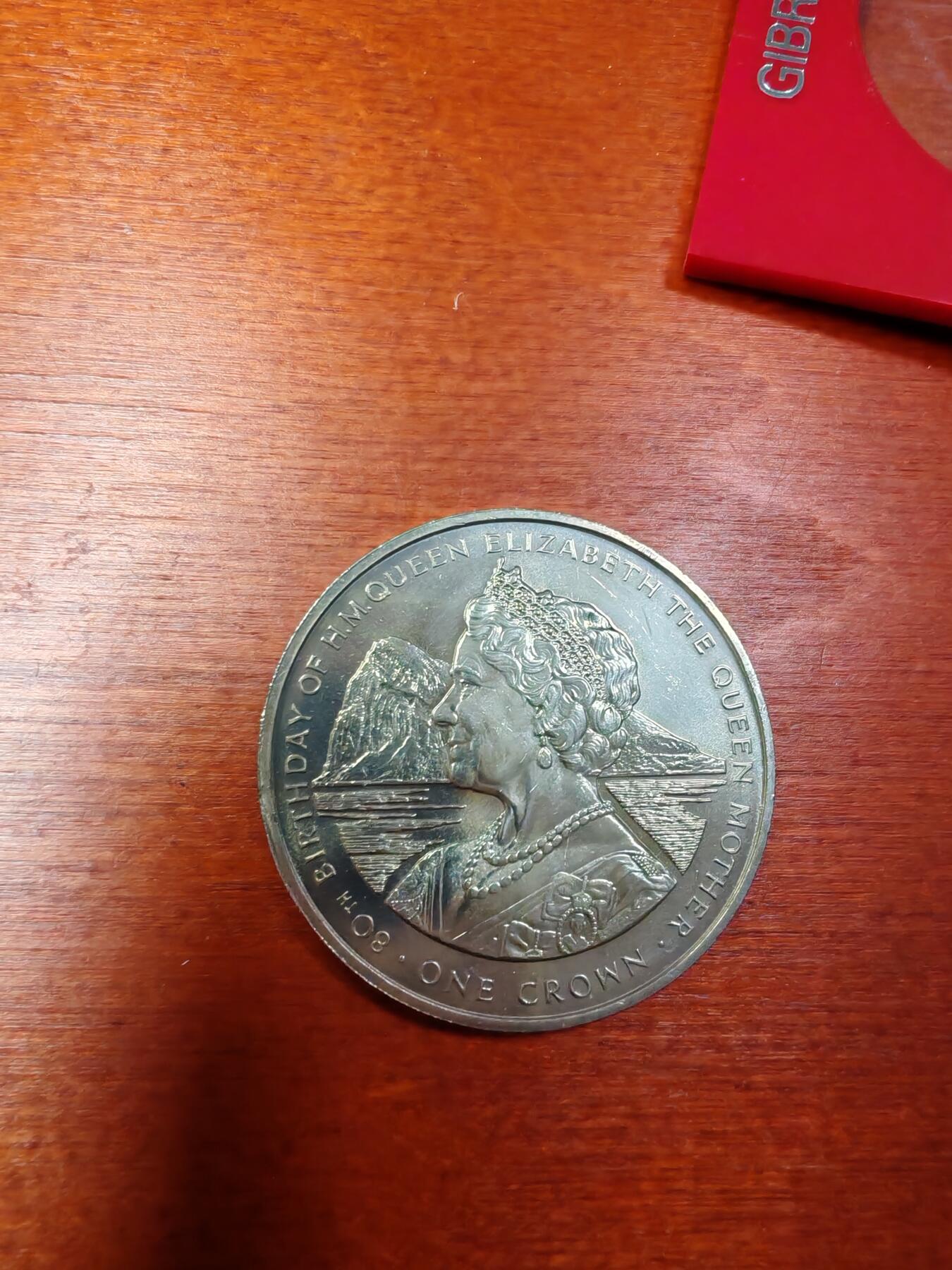 长老汇龙年精选第三十场拍卖 1980直布罗陀皇太后80寿辰1克朗铜镍币，原盒