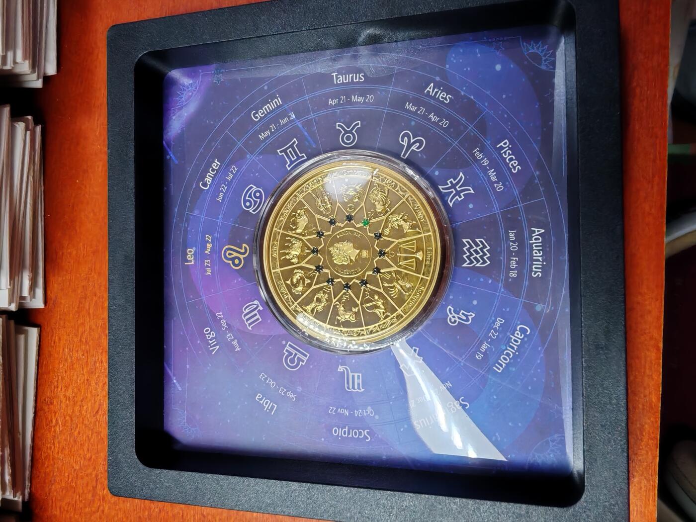 长老汇龙年精选第三十场拍卖 2021萨摩亚黄道十二宫狮子座宙斯20分铜币，盒证全，3000枚