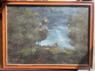 六十年代刘海粟先生油画作品，51*38cm，镜框， 刘海粟，江苏武进人，民盟盟员，中国近现代中国画家、油画家、书法家、美术教育家、美术史论家、社会活动家， - 六十年代刘海粟先生油画作品，51*38cm，镜框， 刘海粟，江苏武进人，民盟盟员，中国近现代中国画家、油画家、书法家、美术教育家、美术史论家、社会活动家，