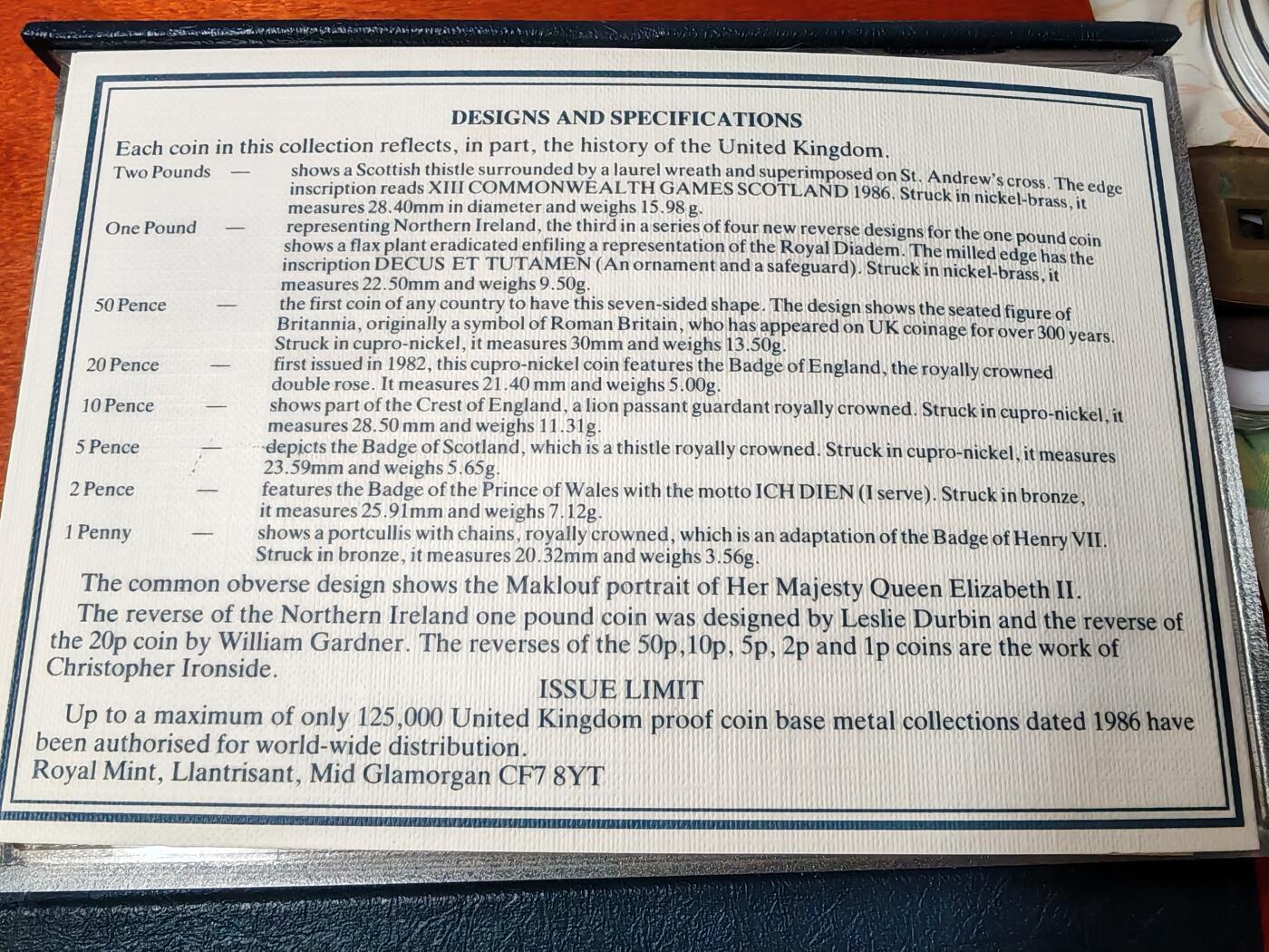 长老汇龙年精选第三十场拍卖 1986英国精制套币8枚，含造币厂章1枚，盒证全