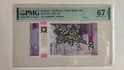 北爱尔兰20英镑，PMG67。AA冠无47。2019 - 北爱尔兰20英镑，PMG67。AA冠无47。2019
