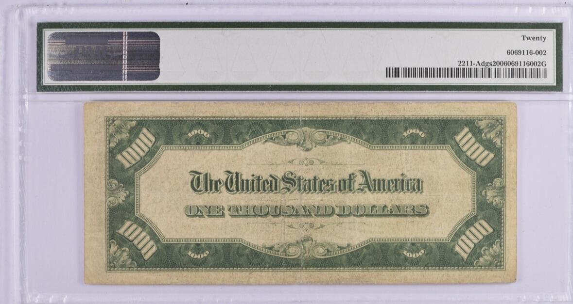收藏联盟Quantum Auction 第376期拍卖  美国联邦1934年1000元 PMG20 AA冠无4且为千位号 稀少