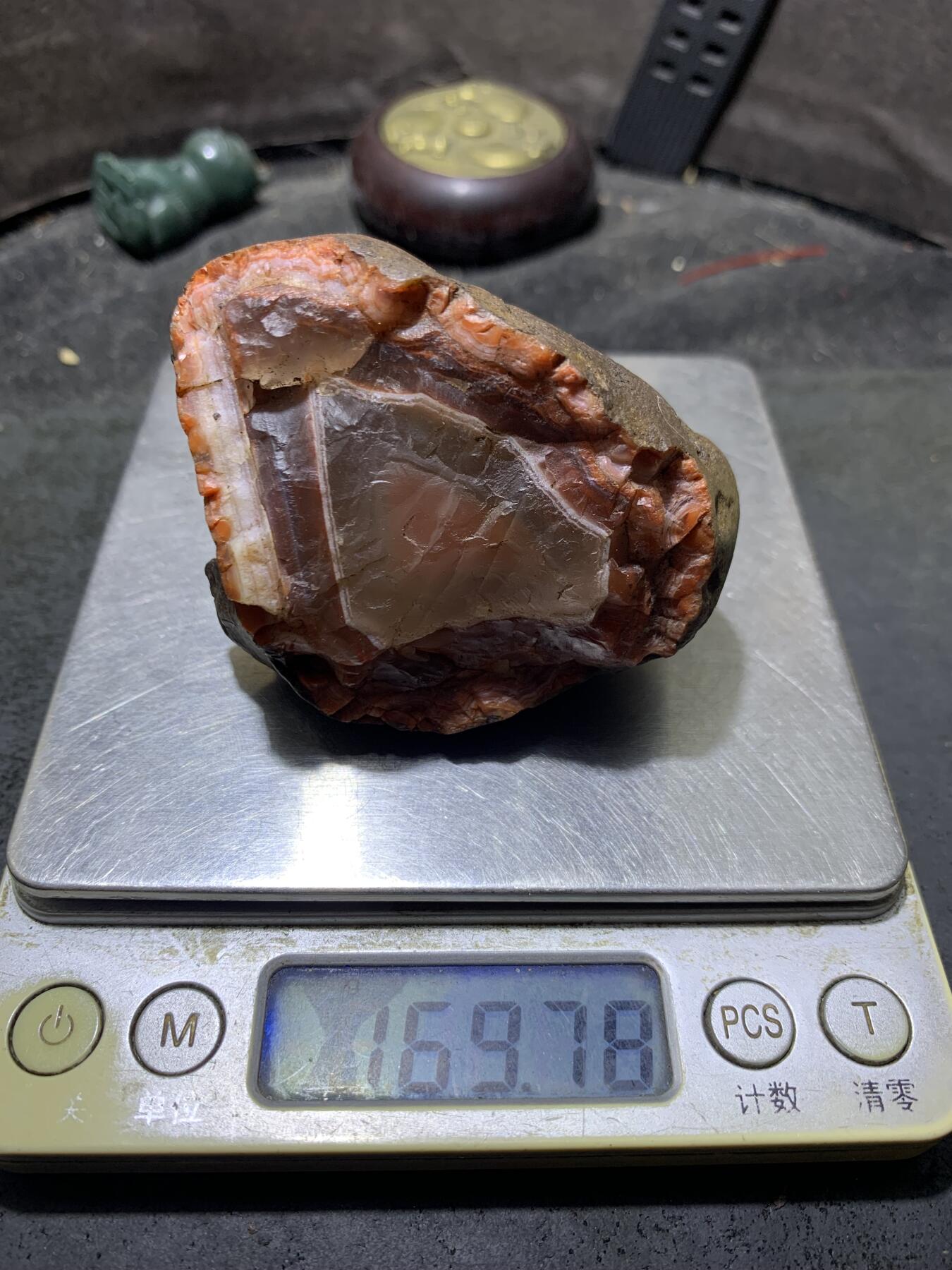 精美铁皮荔枝冻心原皮大开窗料南红玛瑙原石一颗