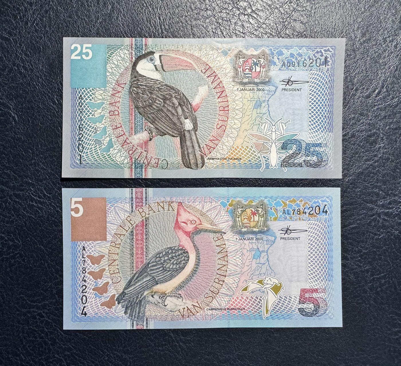 收藏联盟Quantum Auction 第377期拍卖  苏里南2000年5到5000盾 品相全新UNC 花鸟版