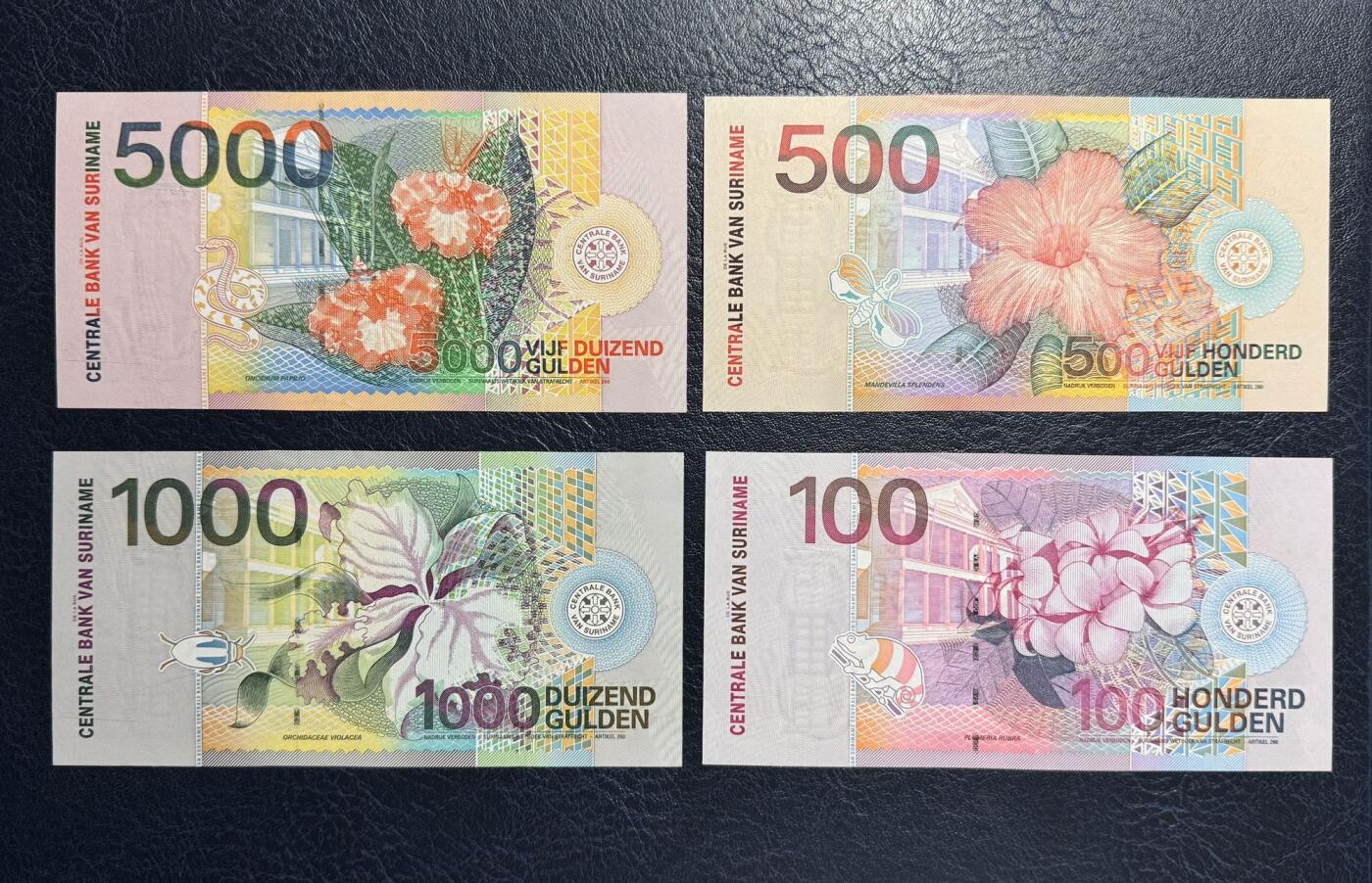 收藏联盟Quantum Auction 第377期拍卖  苏里南2000年5到5000盾 品相全新UNC 花鸟版