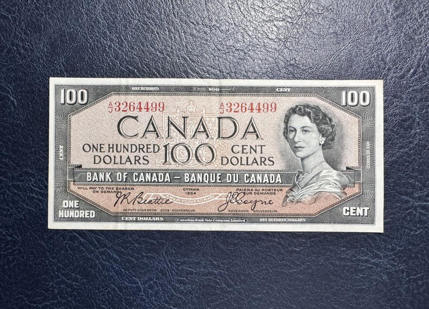 收藏联盟Quantum Auction 第377期拍卖  加拿大1954年100元 非全新 品相如图  