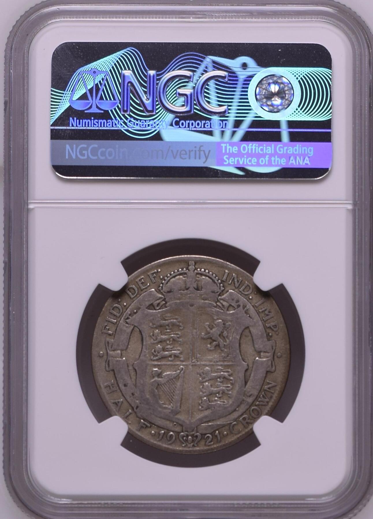长老汇龙年精选第三十一场拍卖 1921 英国乔治五世1/2克朗银币，NGC F15