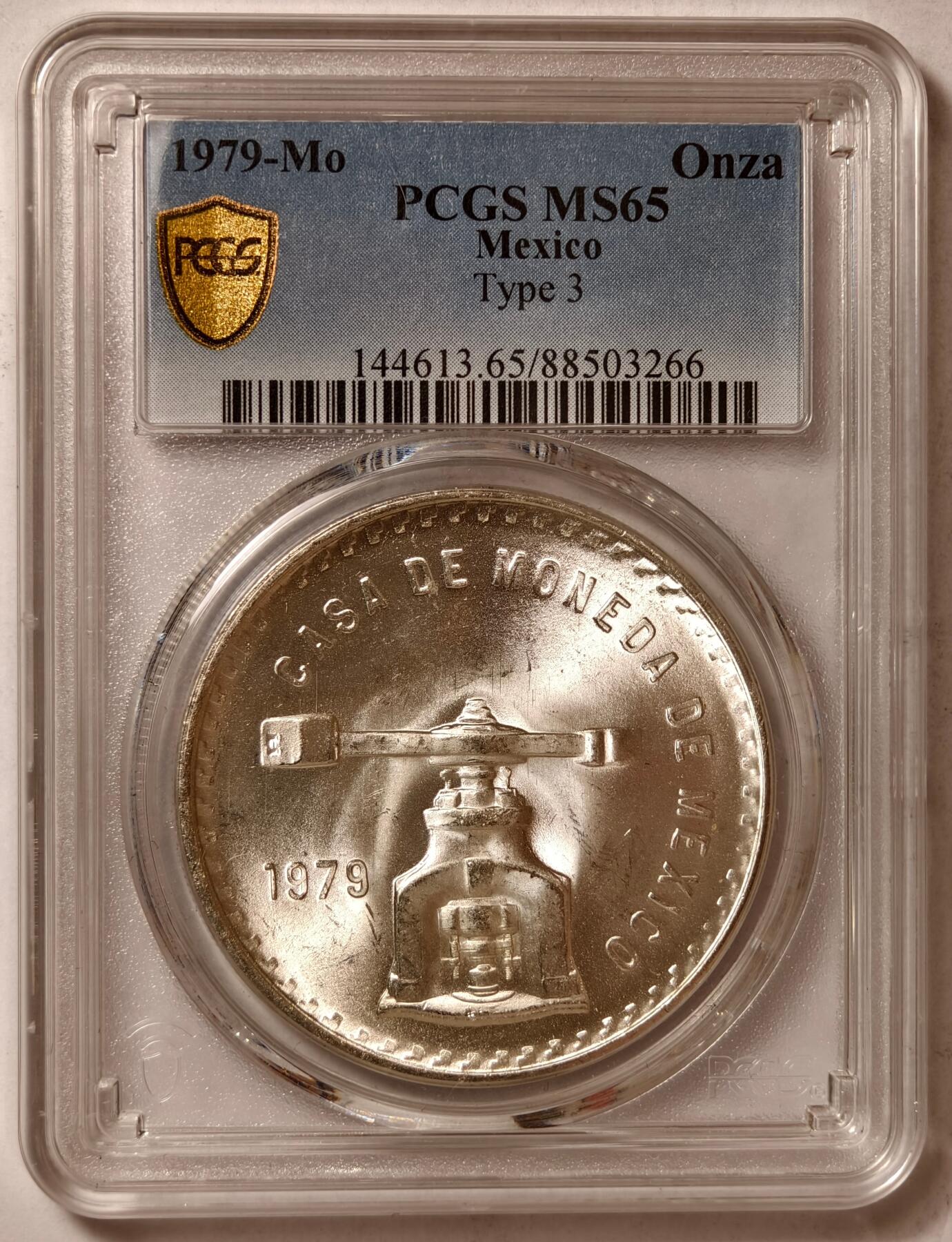 紫瑗钱币——第444期 墨西哥 1979年 MO 天平铸币机纪念币 PCGS MS65