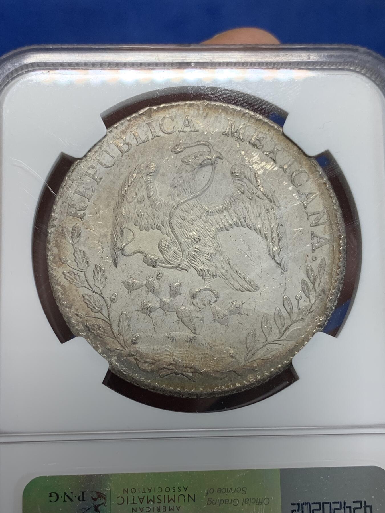 《竞宝斋》第308场   周日，周一,周二 3场连拍 （全场包邮） NGC MS61 墨西哥 1897ZS FZ 8R花边鹰洋 银币
