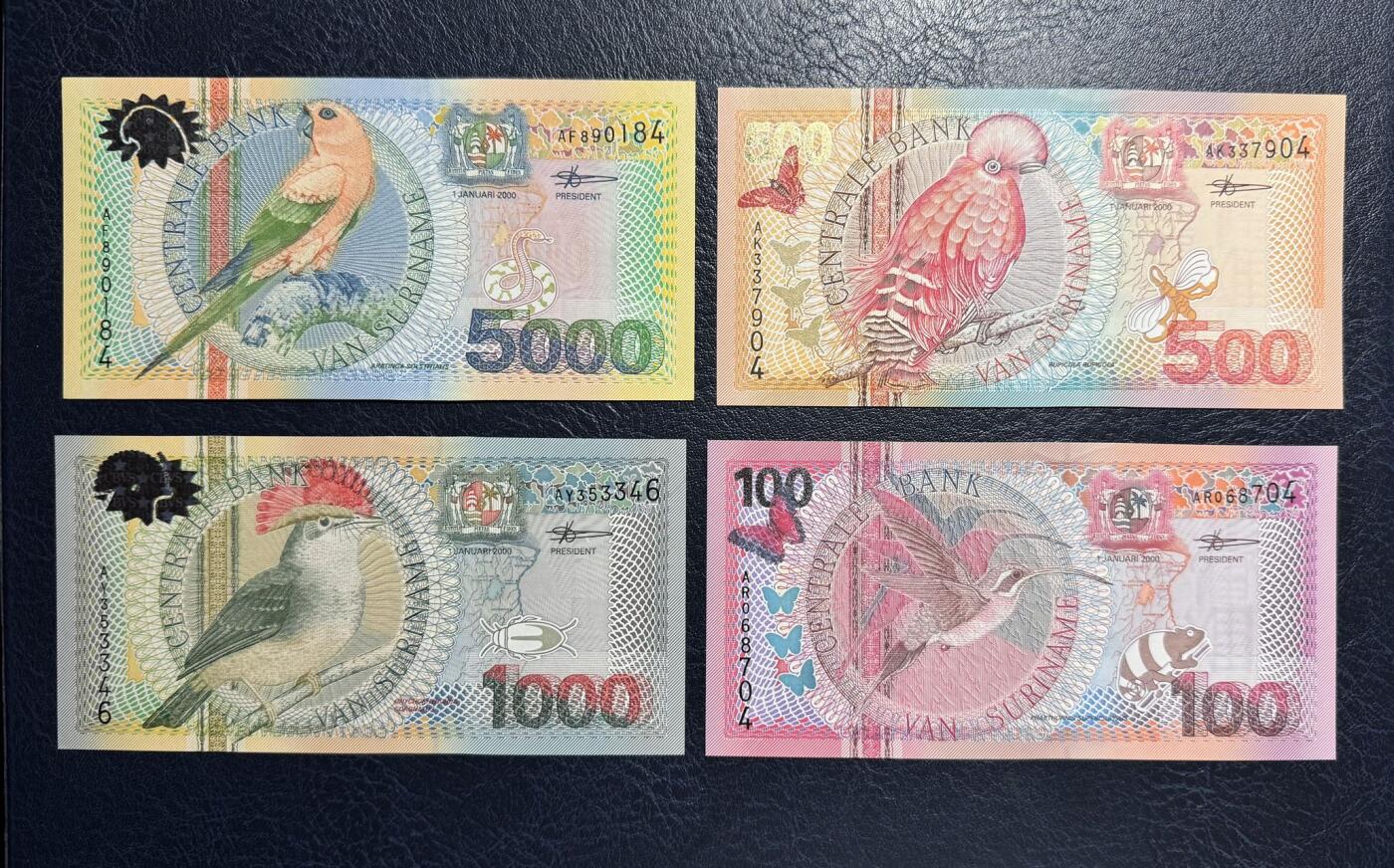 收藏联盟Quantum Auction 第377期拍卖  苏里南2000年5到5000盾 品相全新UNC 花鸟版