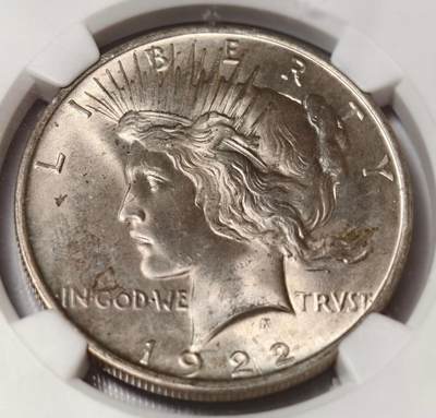 紫瑗钱币——第510期 - 美国 1922年 S版 和平鸽 1元 银币 NGC MS65 老盒 65难度比摩根高
