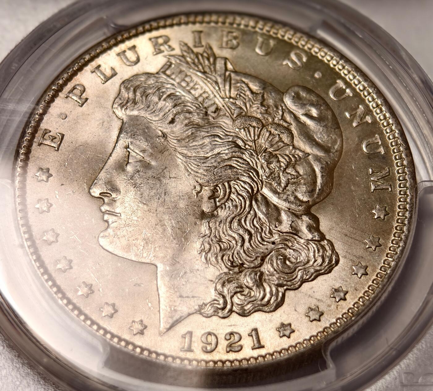 紫瑗钱币——第444期 美国 1921年 摩根 大头妹1美元 银币 PCGS MS63