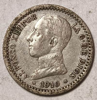 紫瑗钱币——第573期 - 西班牙 1910年 阿方索十三世 少年头 50分 2.5克 0.835银