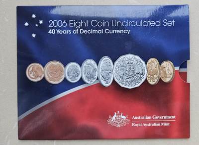 PThappally收藏第41次拍卖，英联邦地区硬币纸币 - 澳大利亚皇家铸币厂 Australian Royal Mint, 2006 8 UNC coin folder set, "40 Years of Decimal Currency" 1966-2006.
