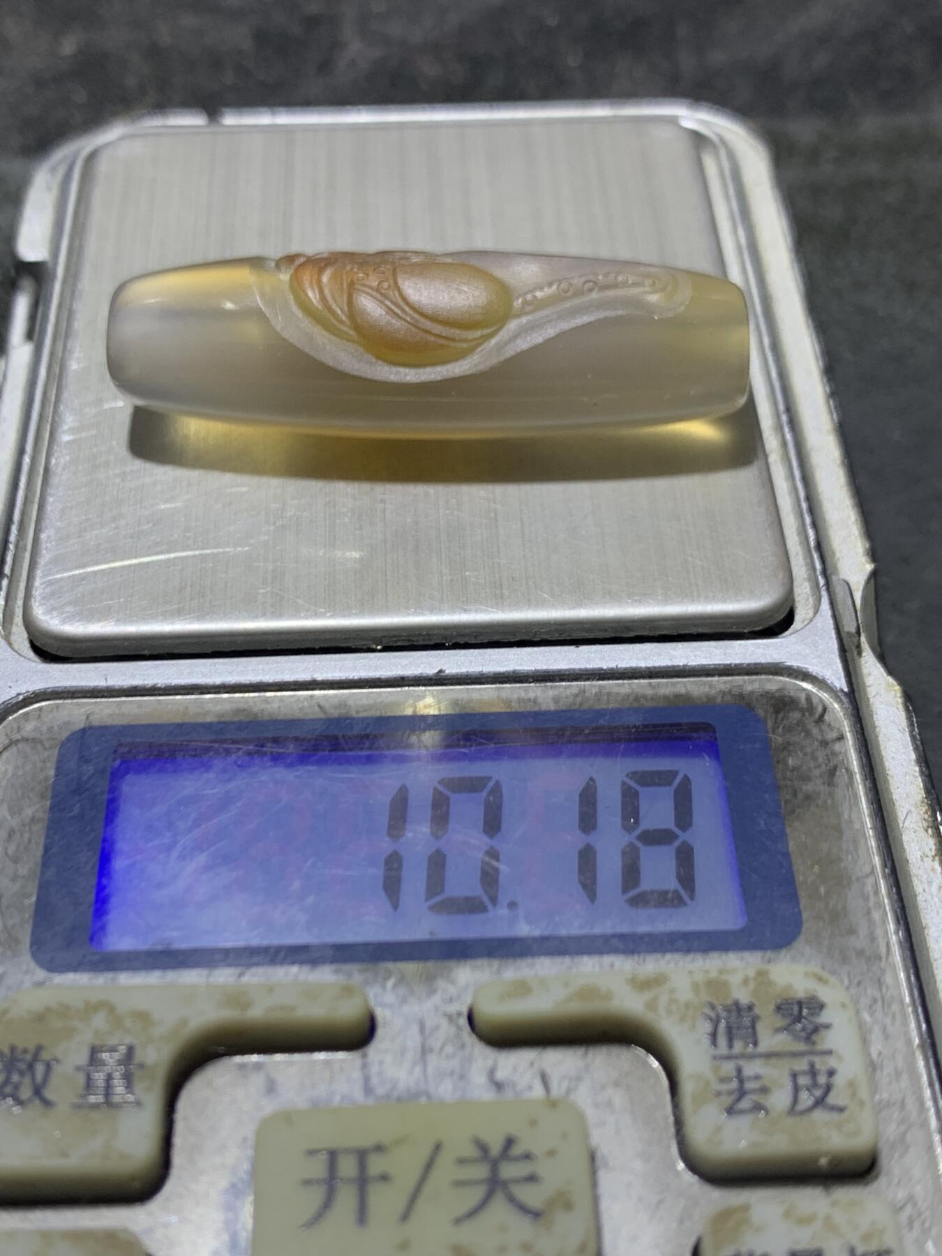 精美亚光高玉化巴西玛瑙手工俏色巧雕莲花桶珠一个！
