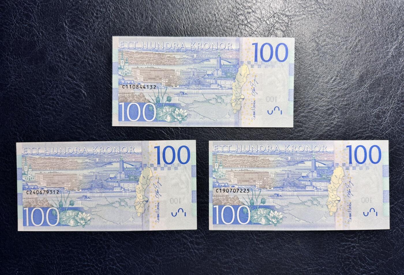 收藏联盟Quantum Auction 第377期拍卖  瑞典2016年100克朗三张 品相UNC 女星葛泰丽.嘉宝