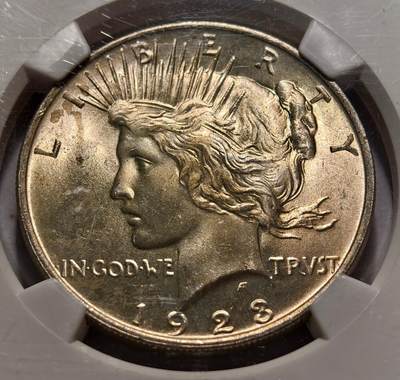 紫瑗钱币——第573期 - 美国 1923年 S版 和平鸽 1元 银币 NGC MS65 老盒 65难度比摩根高