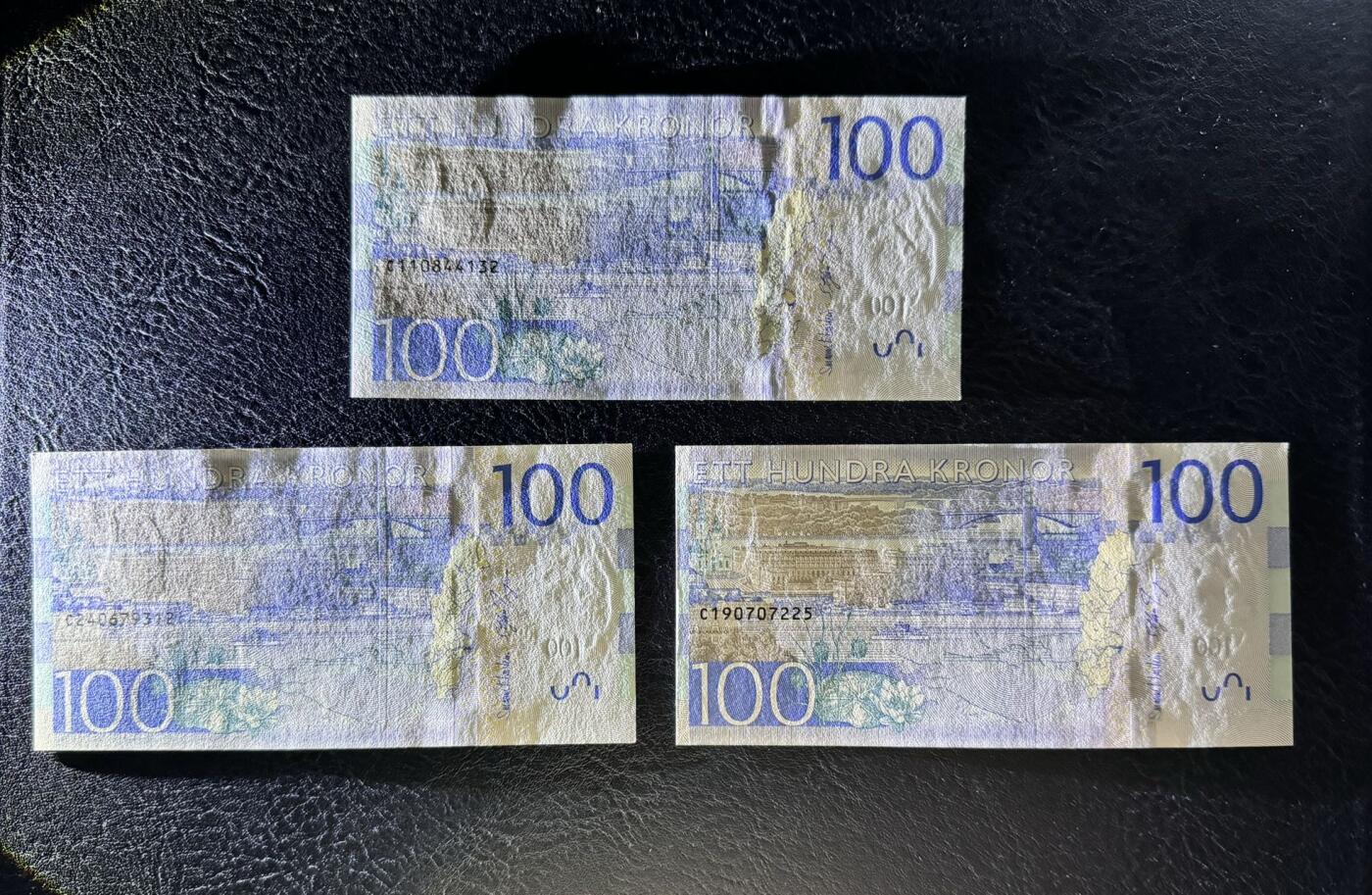 收藏联盟Quantum Auction 第377期拍卖  瑞典2016年100克朗三张 品相UNC 女星葛泰丽.嘉宝