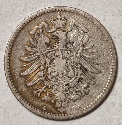 紫瑗钱币——第573期 - 德国 1878年 E版 第二帝国 短翅 1马克 5.5克 0.9银