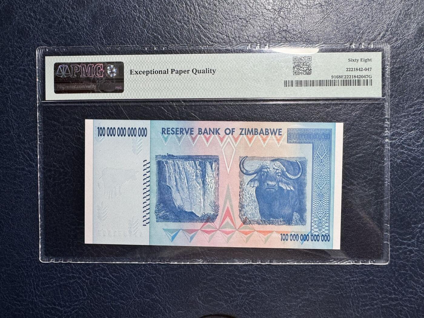 收藏联盟Quantum Auction 第377期拍卖  津巴布韦2008年100万亿元首发AA冠 PMG68 