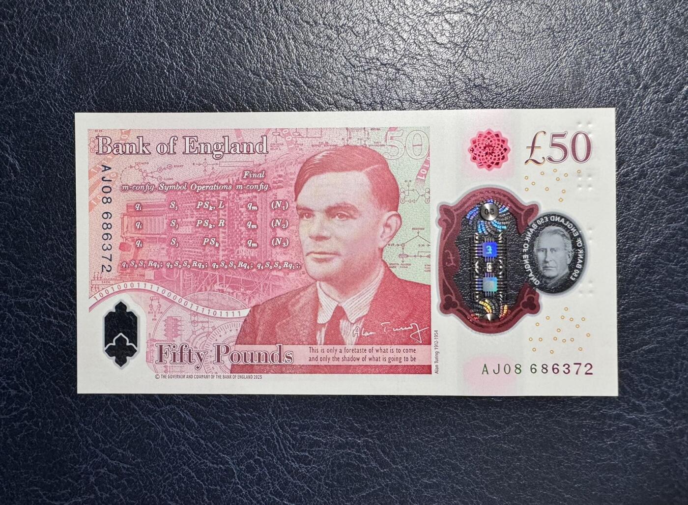 收藏联盟Quantum Auction 第377期拍卖  英国2024年50镑 品相全新UNC 号码无4 AJ冠 查理三世国王