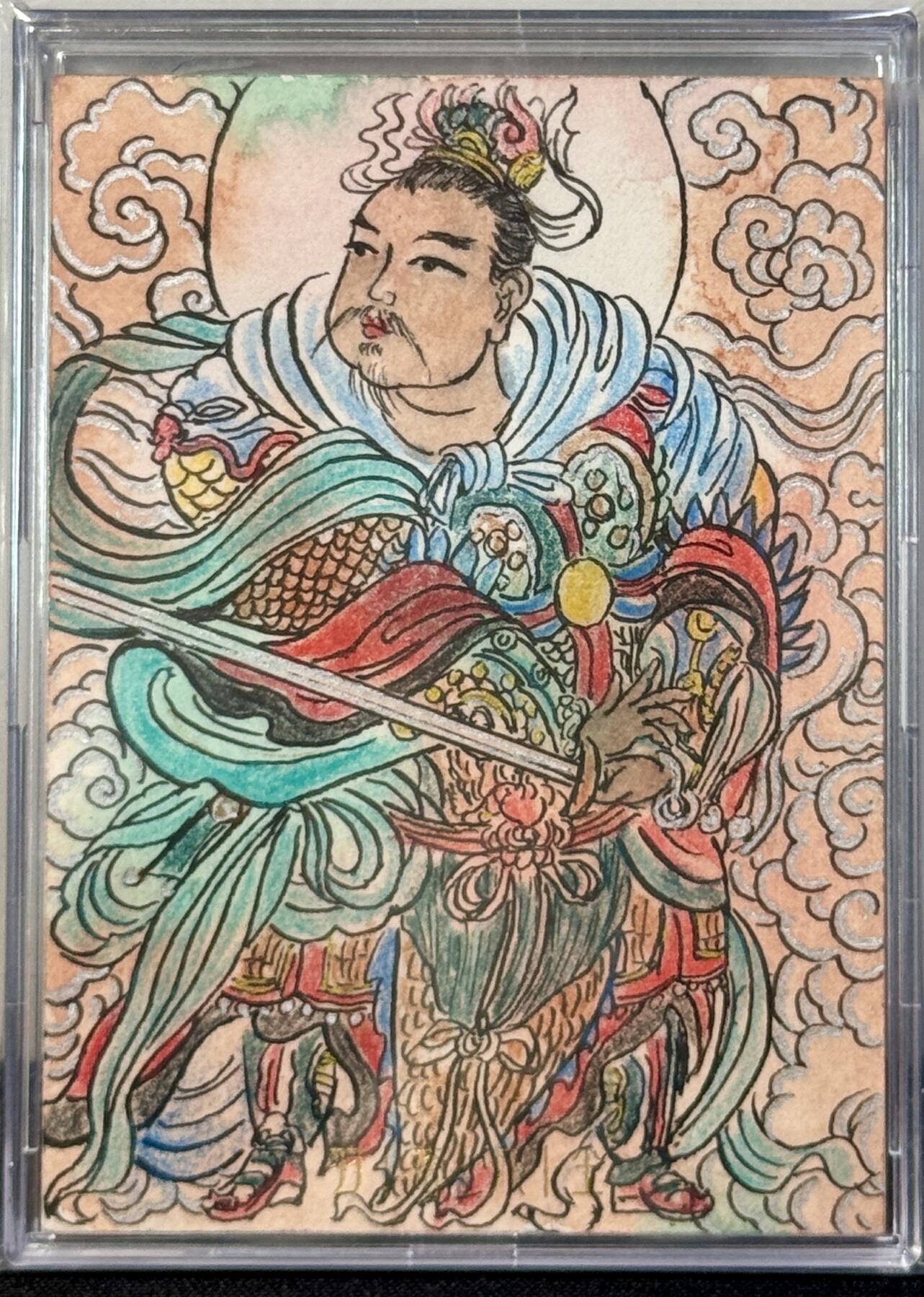 白泽拍卖卡牌手绘专场第7期（故园应露白，凉夜又秋分） 2024 盛世系列手绘卡 青龙星君 墨点三千亲签 卡砖封装