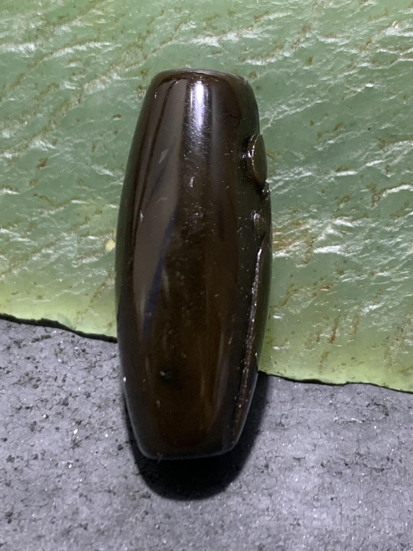 精美亚光黑玛瑙手工雕刻一心向佛桶珠一颗！