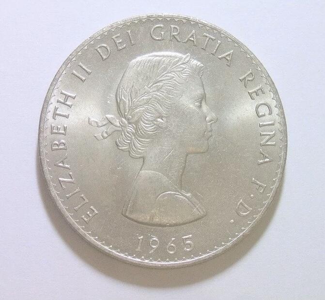 英国1965年二战首相丘吉尔米字旗彩色纪念币 40MM