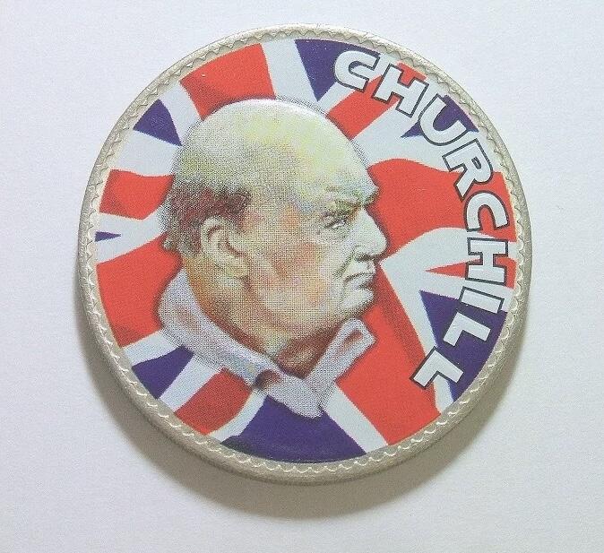 英国1965年二战首相丘吉尔米字旗彩色纪念币 40MM
