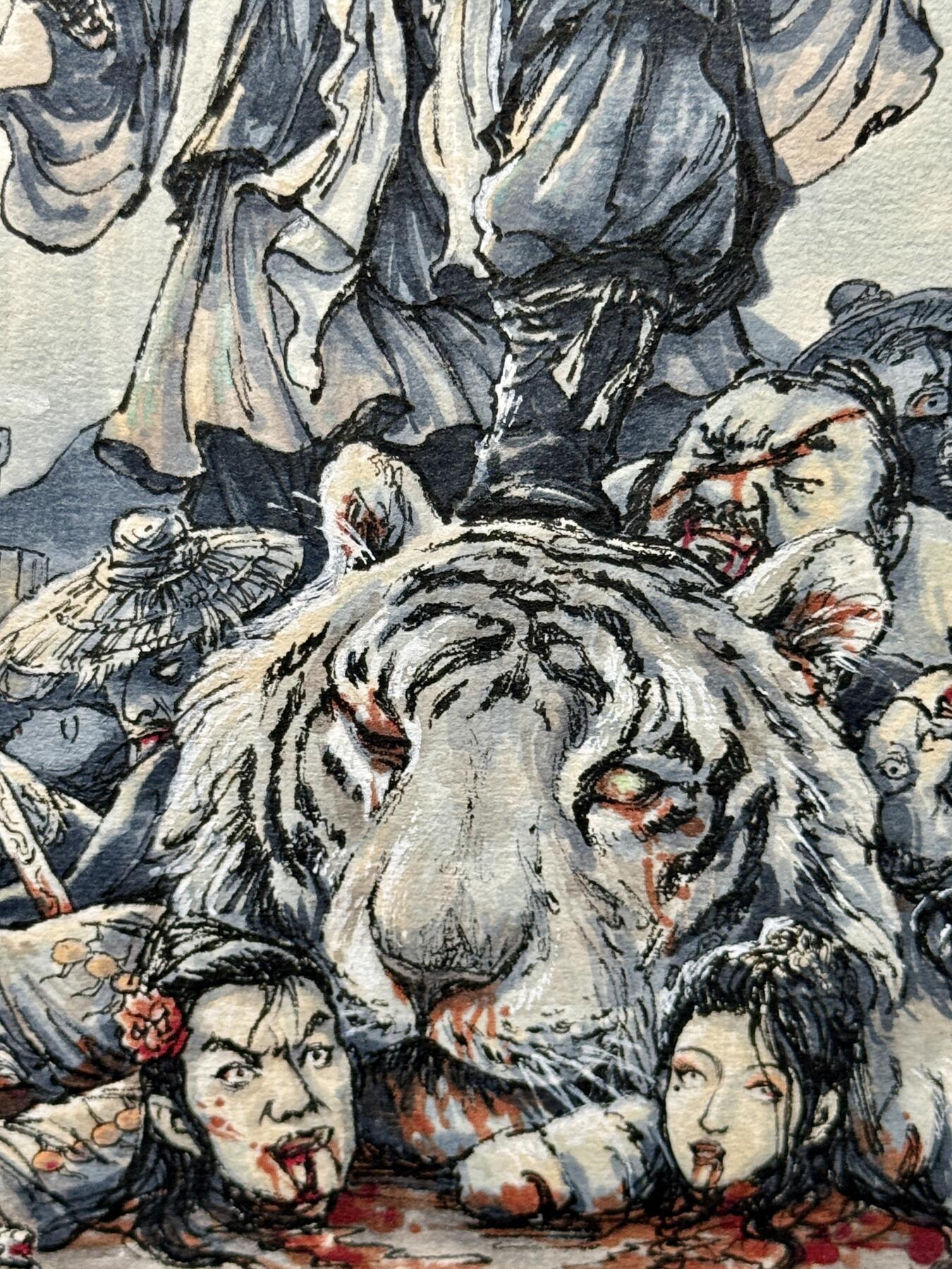 白泽拍卖卡牌手绘专场第7期（故园应露白，凉夜又秋分） 2024 鞠嘉宁手绘画 行者武松 尺寸：12cm*21cm