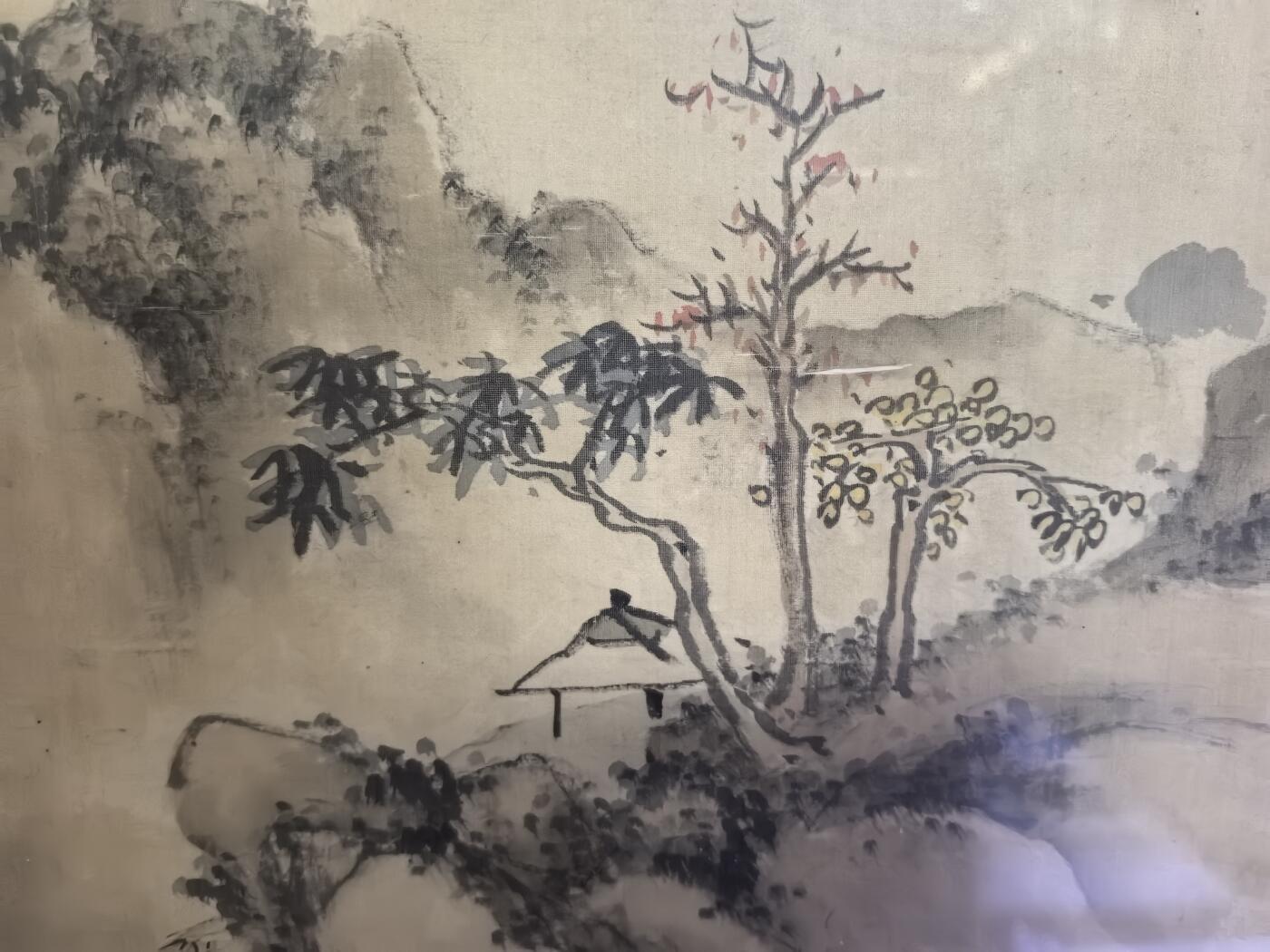 民国山水老画包老，作者不详！画心尺寸38.4*25.7cm