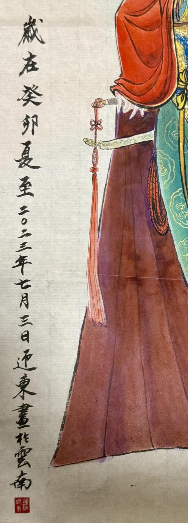 白泽拍卖卡牌手绘专场第7期（故园应露白，凉夜又秋分） 2023 权迎东手绘画 一张青扈三娘 尺寸：33cm*67cm