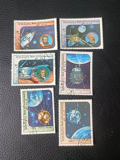 118外国邮票 老挝1984年 太空探索 宇航 卫星 天文学家 邮票6枚 销票 所见即所得 - 118外国邮票 老挝1984年 太空探索 宇航 卫星 天文学家 邮票6枚 销票 所见即所得