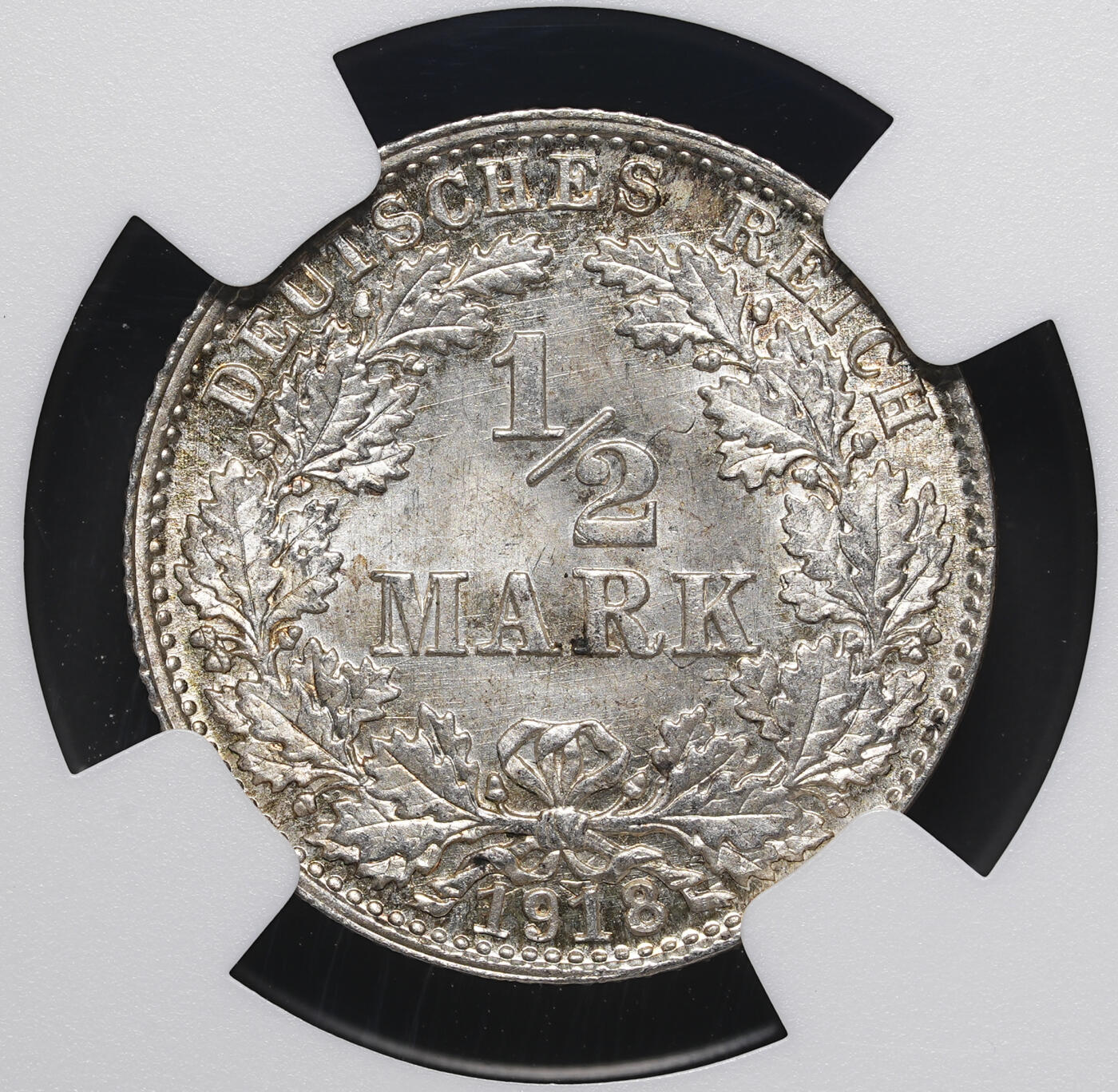 修遠堂世界钱币第四十期 全场包邮 NGC MS67 1918年德国1/2马克银币
