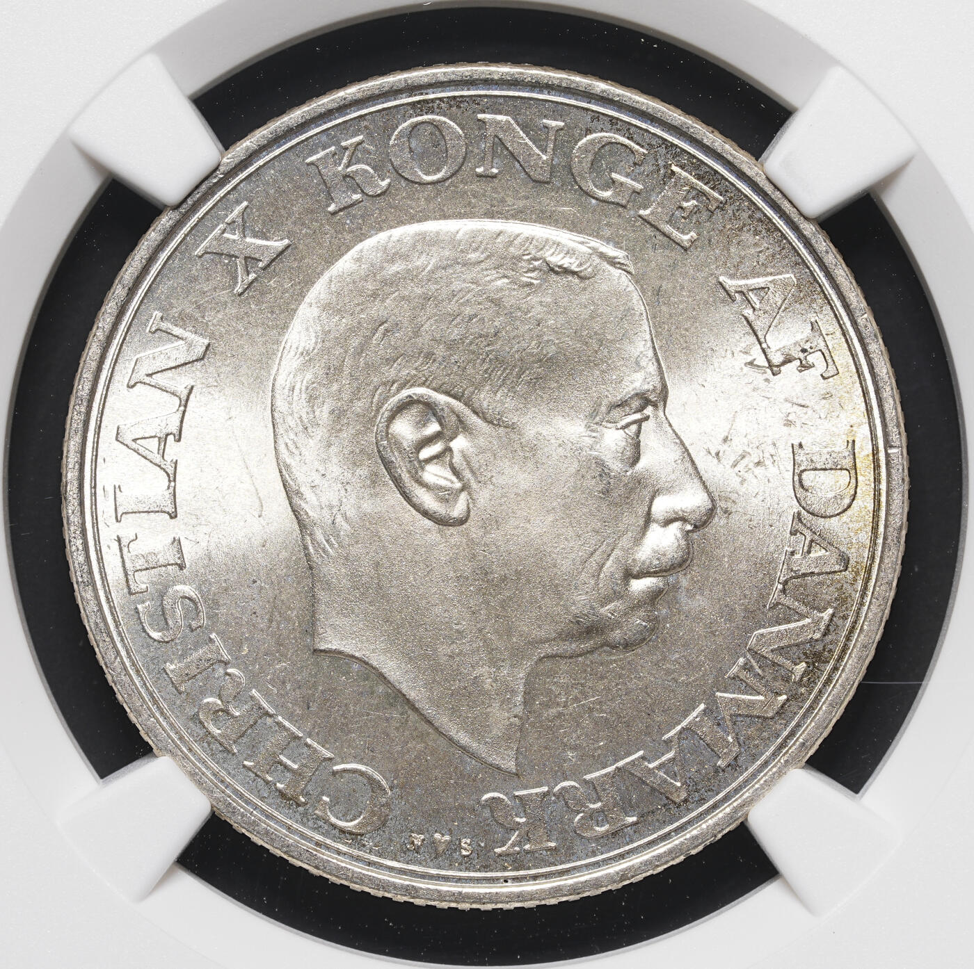 修遠堂世界钱币第四十期 全场包邮 NGC MS64 1937年丹麦国王登基25周年纪念2克朗银币