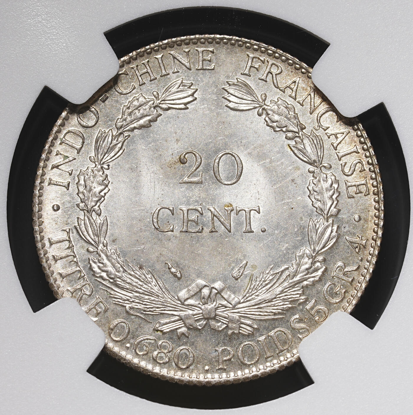 修遠堂世界钱币第四十期 全场包邮 NGC MS65 1937年法属印支坐人20分银币