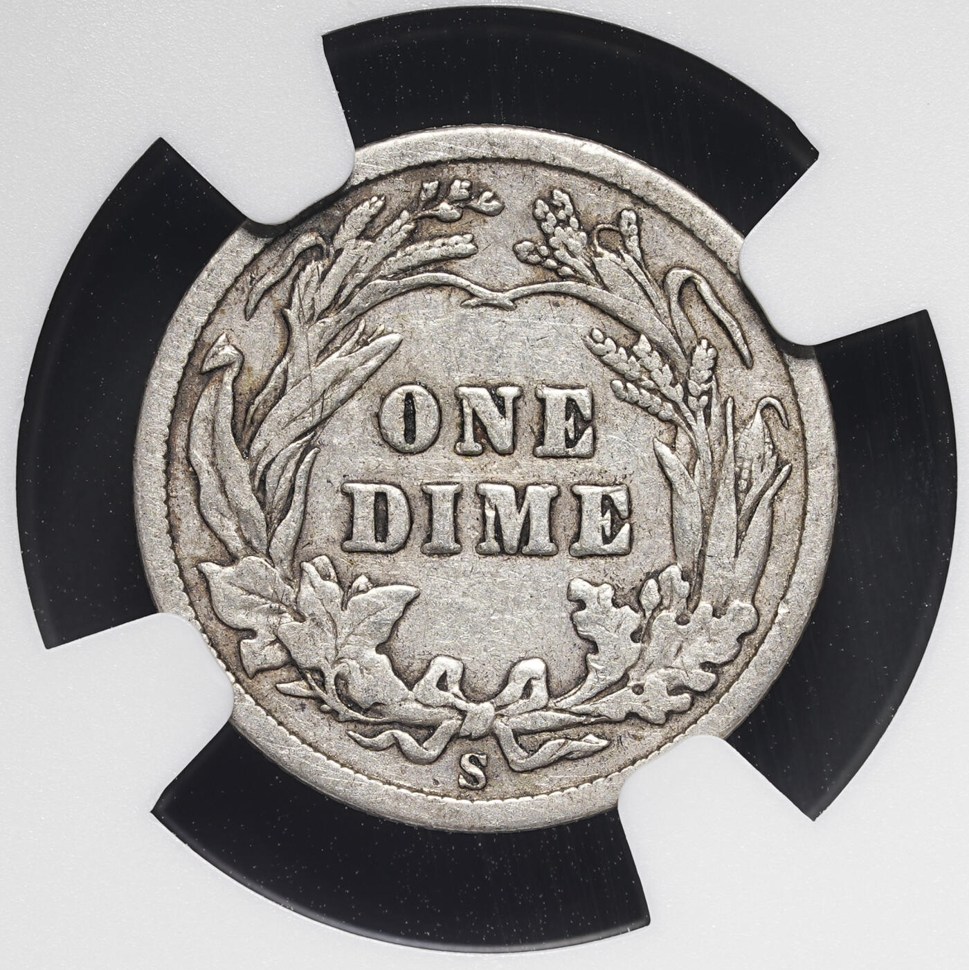 修遠堂世界钱币第四十期 全场包邮 少见年份 NGC F15 1910年美国10美分银币 S厂铭