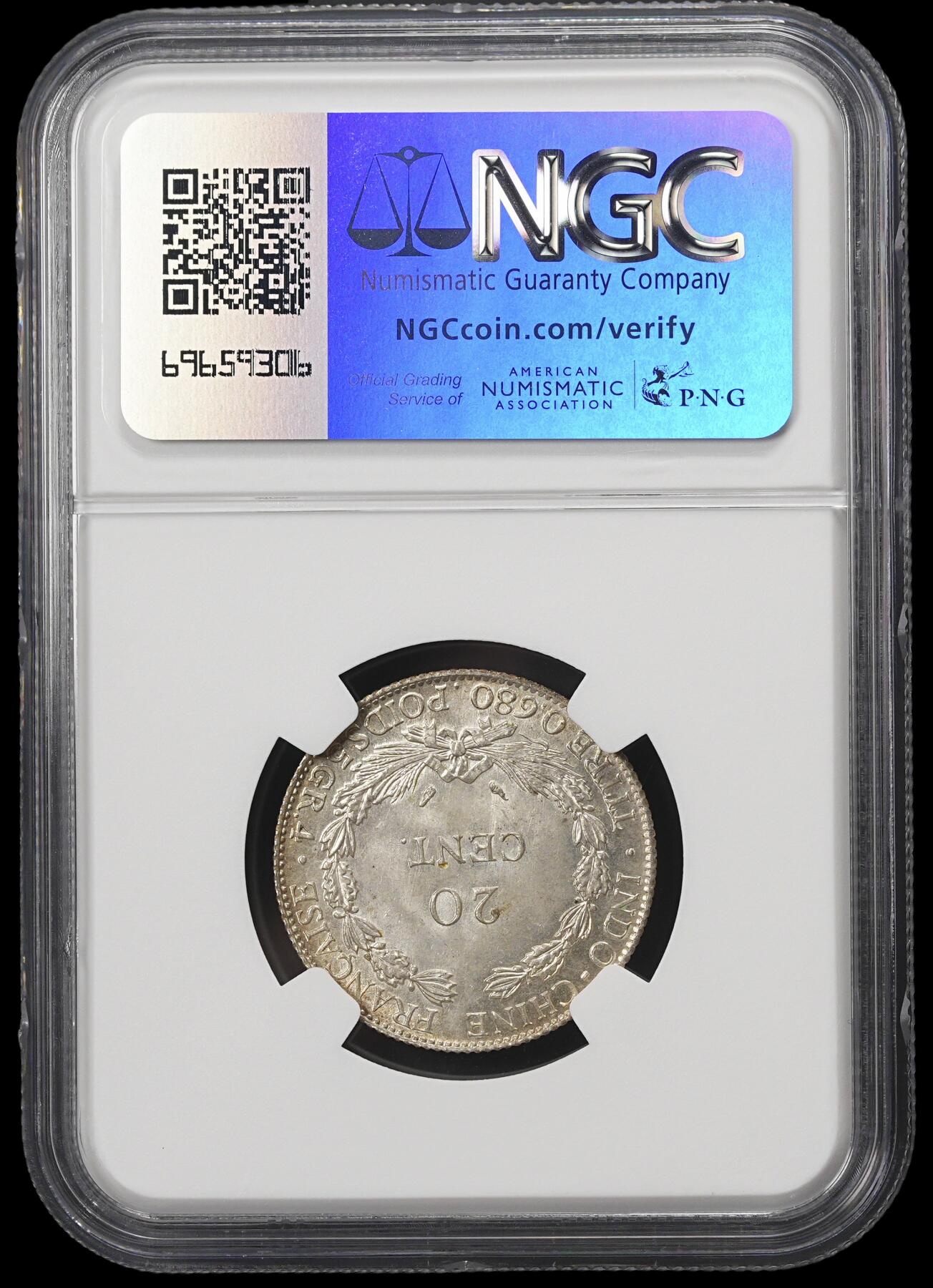 修遠堂世界钱币第四十期 全场包邮 NGC MS65 1937年法属印支坐人20分银币