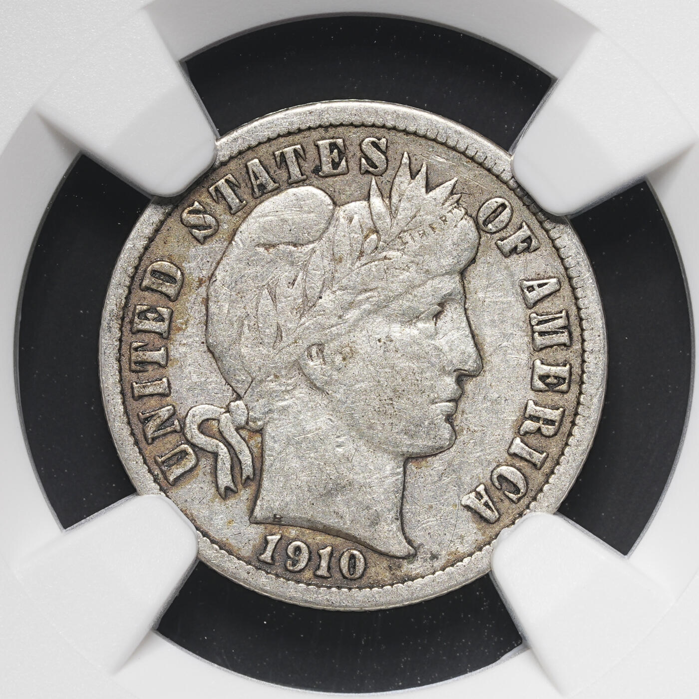 修遠堂世界钱币第四十期 全场包邮 少见年份 NGC F15 1910年美国10美分银币 S厂铭